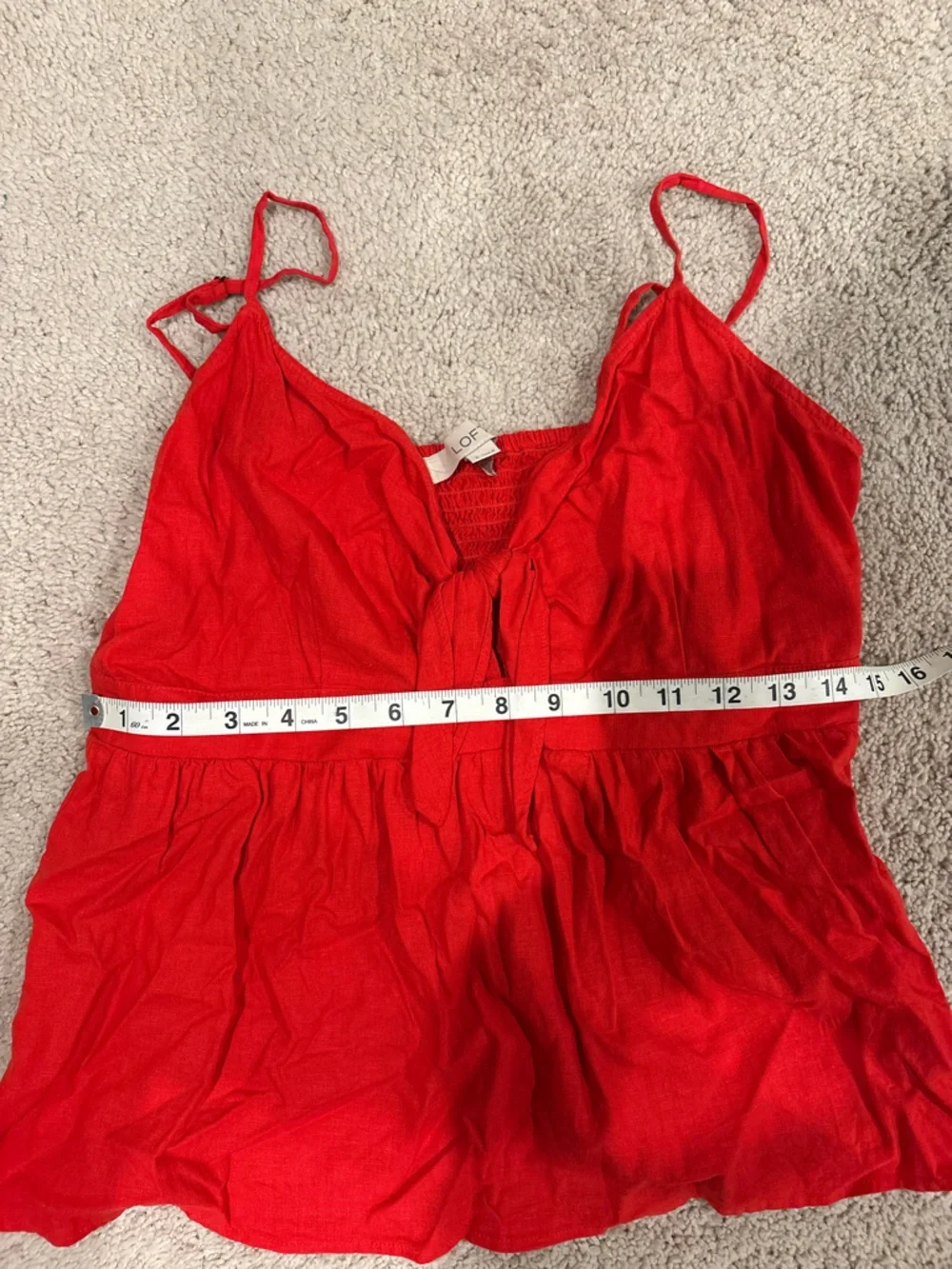 LOFT Red Tie-Front Spaghetti Strap Camisole - Picture 8 of 9